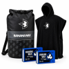 Kit Surf Banana Wax | Wet Bag + Poncho + 2 Parafinas Água Fria